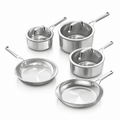Ninja EverClad Stainless Steel 3-Piece Saucepan Set with Lids & Stainless Steel 2-Piece Frying Pan Set 🔌