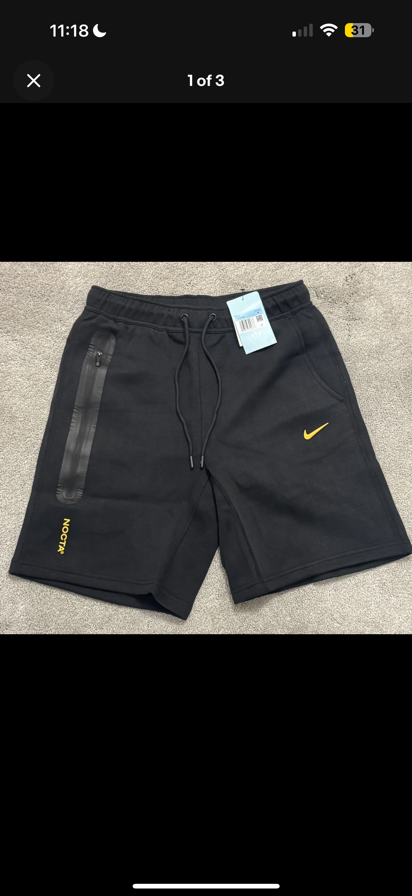 Nike Fleece Nocta Shorts Mens Black/Yellow