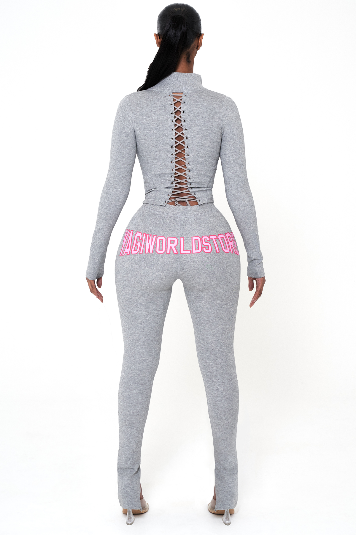 Yagi World Leggings Women’s Size S Grey And Pink