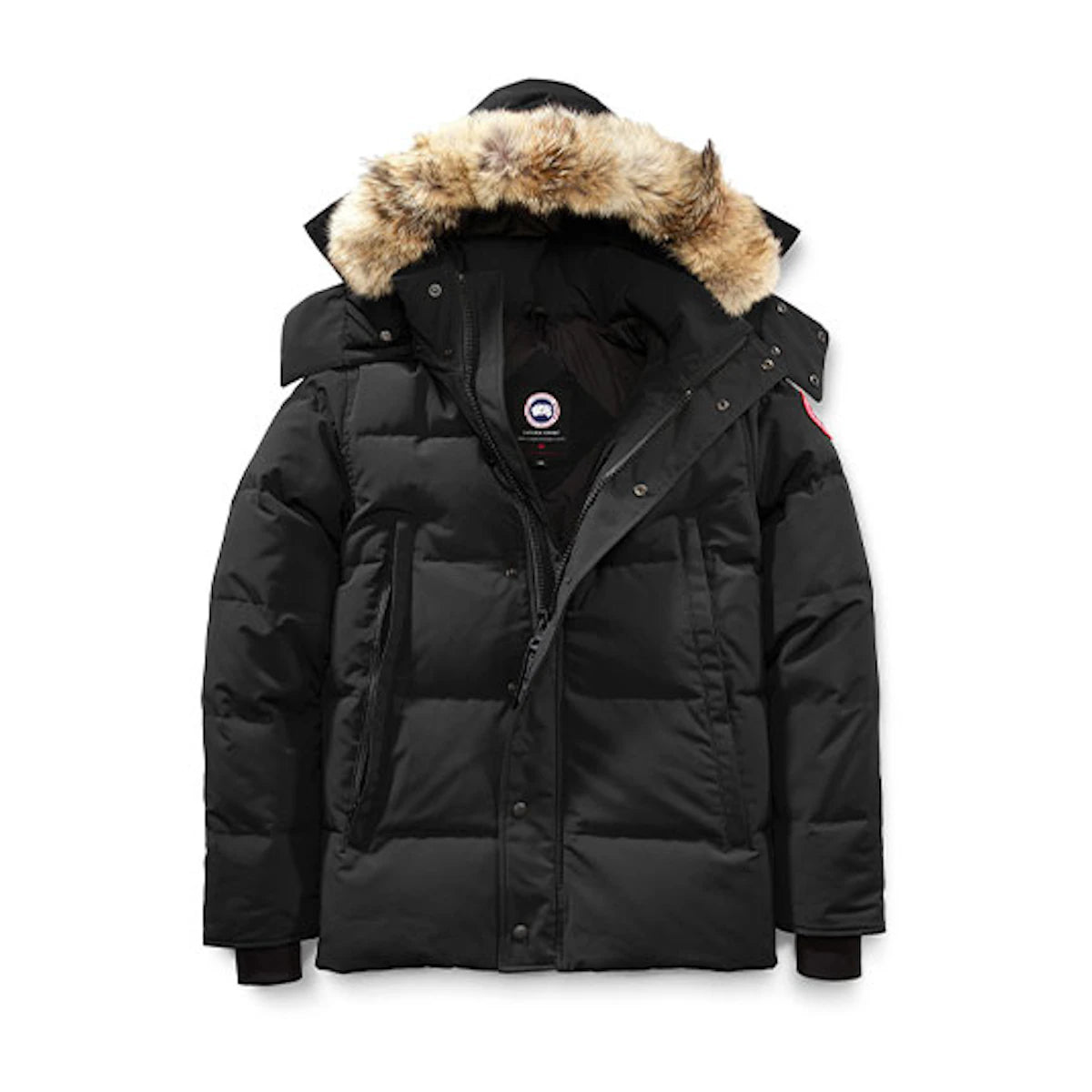 Canada Goose Wyndham Red Label Hooded Puffer Jacket Black Unisex Winter Coat