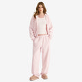 Skims Classic Zip-Up Hoodie + Bottoms Set- Barely Pink