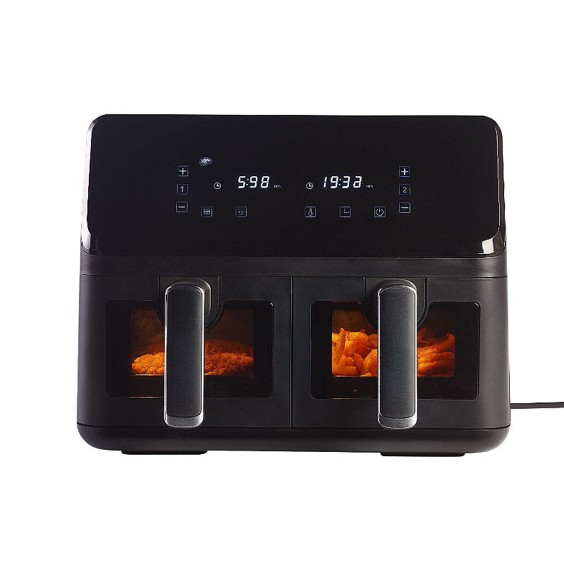 Lakeland 27211 Dual Basket Air Fryer with Easy View 8L Quick Cook 2700W Black