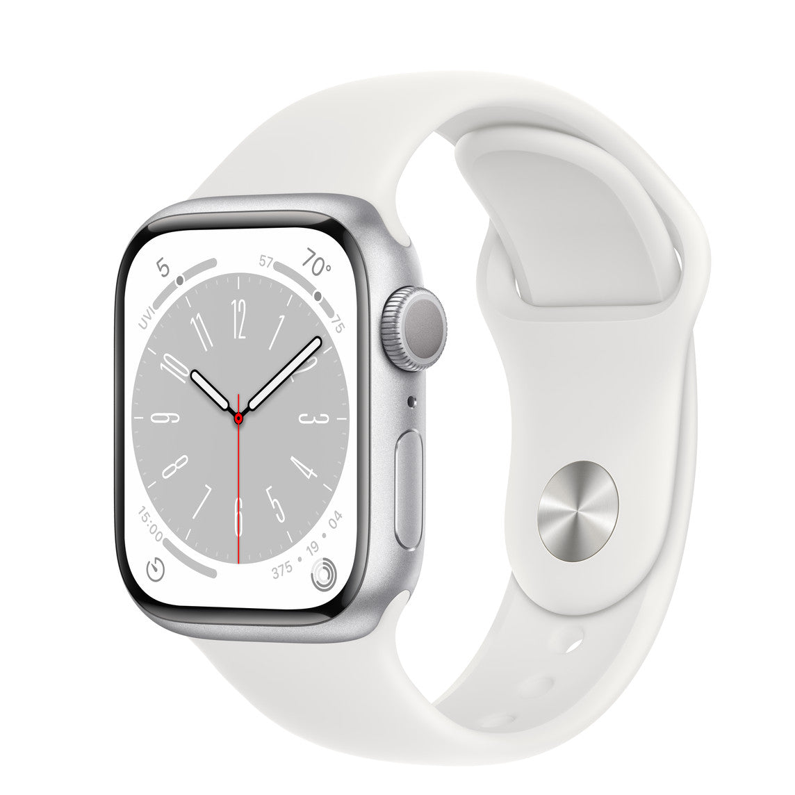 Apple Watch Series 8 (GPS, 41mm) Silver Aluminium Case + White Strap