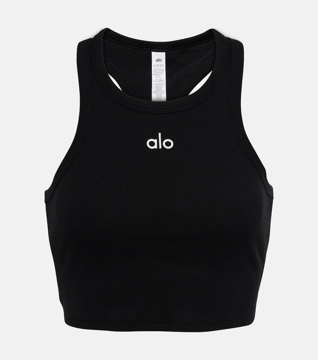 Alo Yoga Black Ribbed Cropped Tank Top Women’s Activewear
