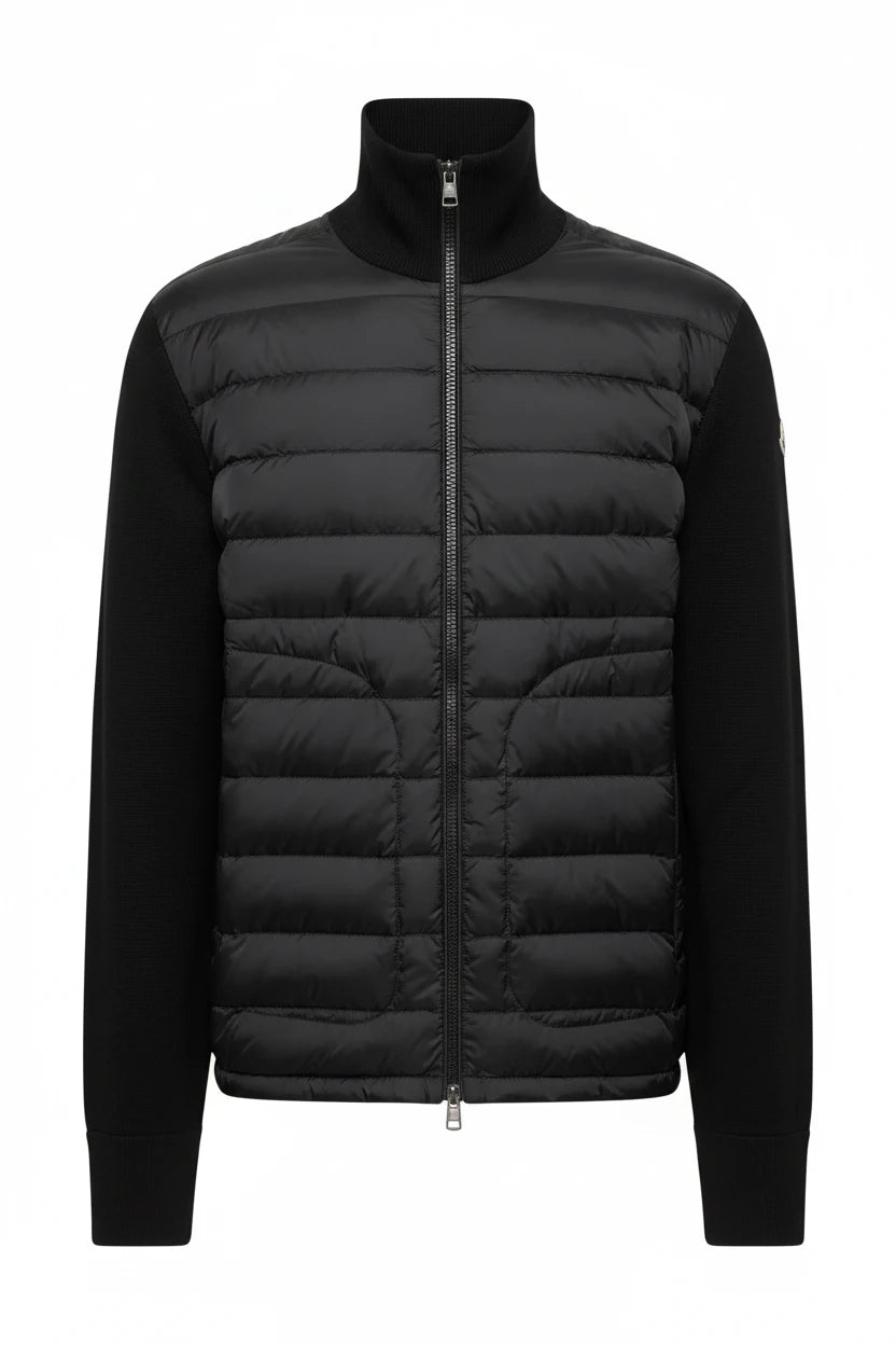 MONCLER QUILTED WOOL BLEND CARDIGAN