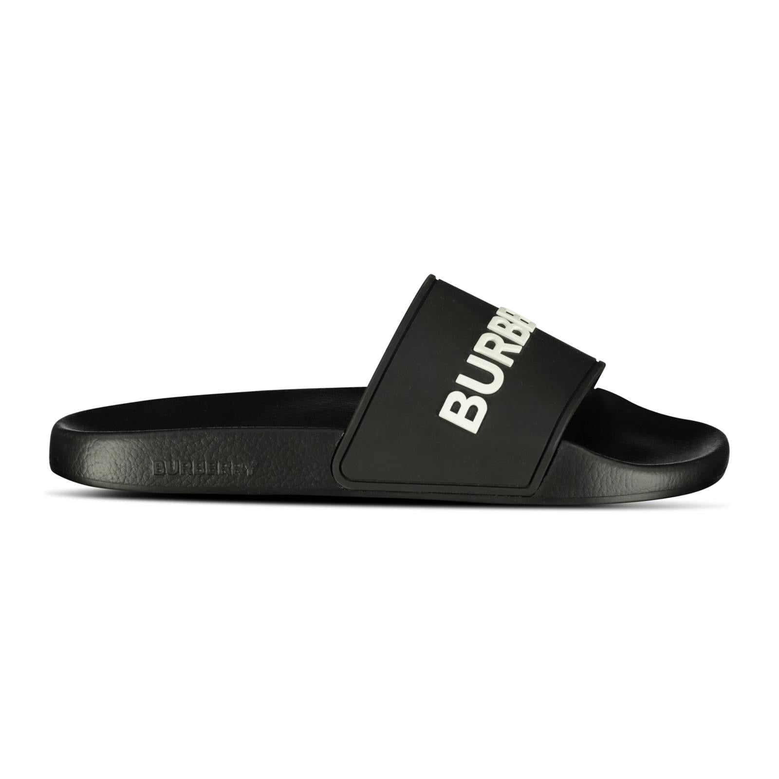 Burberry sliders Flip Flops Sandals Black And white
