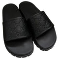 GUCCI chunky sole signature GG black leather Slides