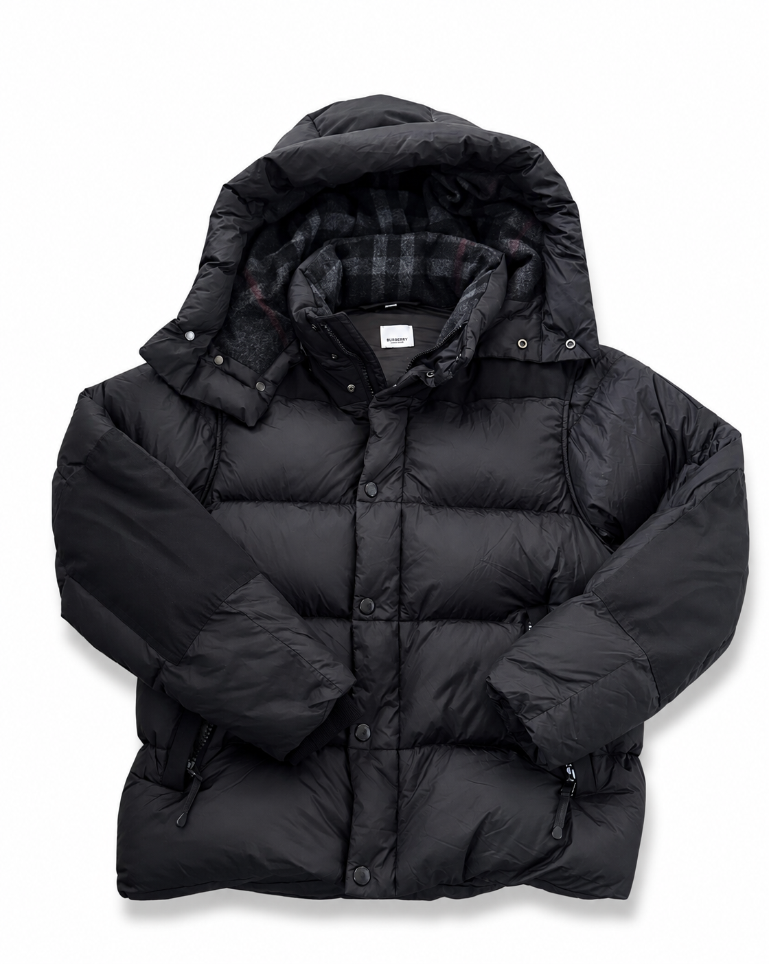 Burberry Puffer Jacket Small Men’s Black Nova Check- Authenticity Guaranteed