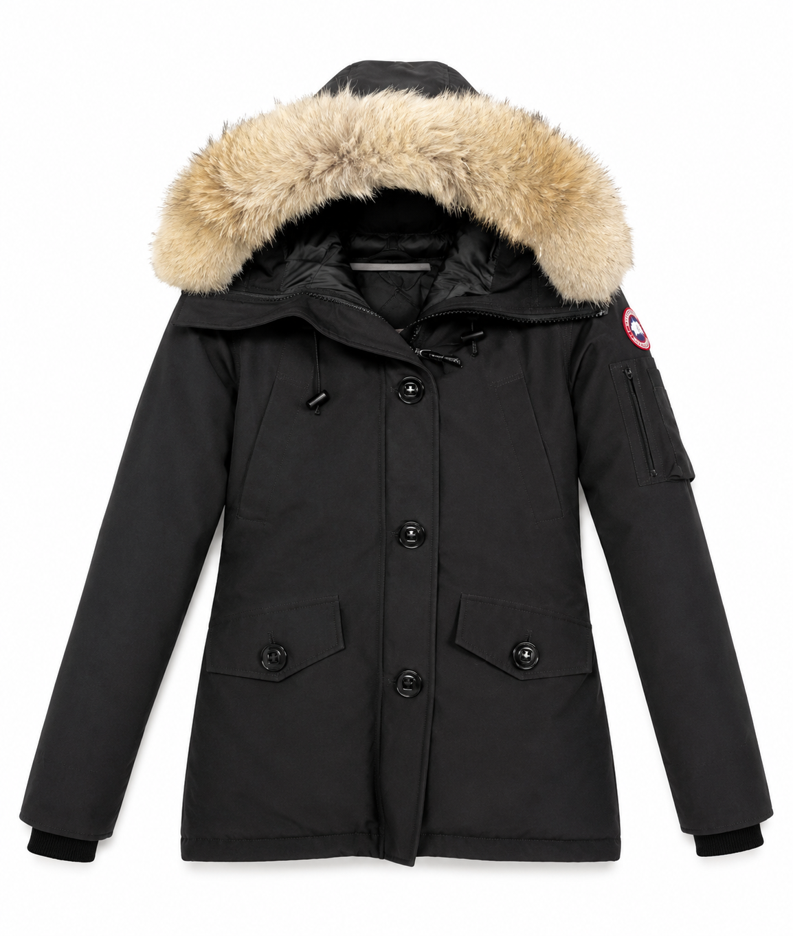 Canada Goose Arctic Program Black Hooded Fur Trim Parka XS - Authenticity Guaranteed