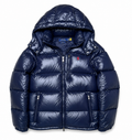 Ralph Lauren Navy Glossy El Cap Gorham Down Puffer Insulated Bomber Jacket M - Authenticity Guaranteed
