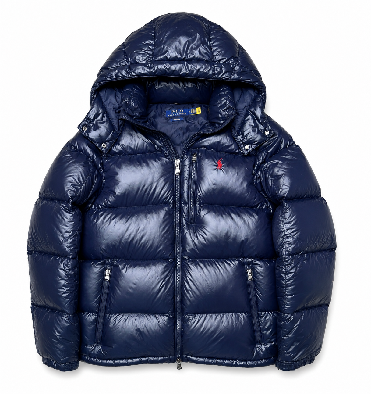 Ralph Lauren Navy Glossy El Cap Gorham Down Puffer Insulated Bomber Jacket M - Authenticity Guaranteed