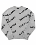 Balenciaga Pattern Wool Jumper Grey SMALL - Authenticity Guaranteed