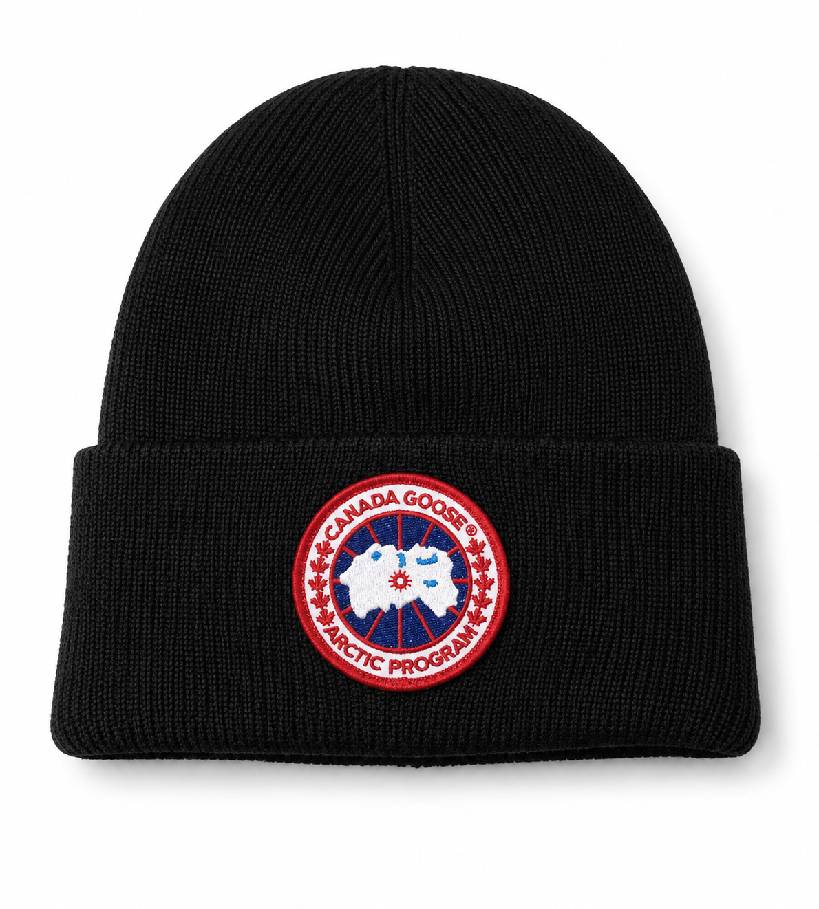Canada Goose Arctic Disc ribbed Merino wool beanie hat - Authenticity Guaranteed