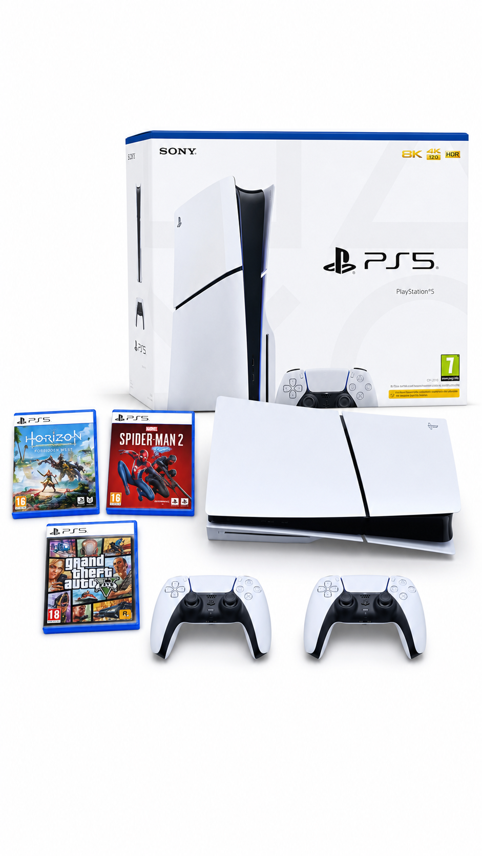 Playstation 5 Slim Disc Edition(2 Controllers and 3 Games)