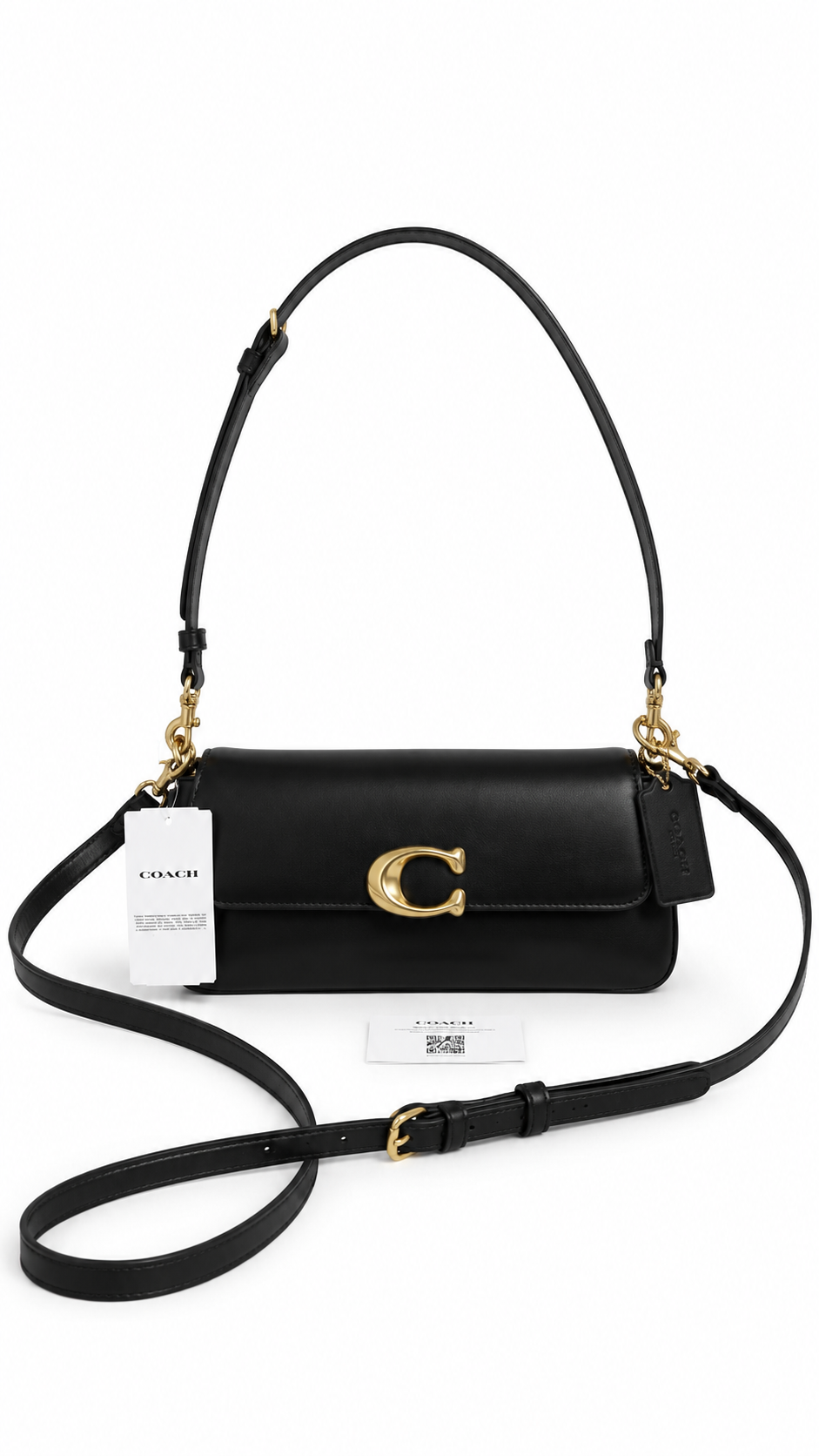 Coach Jet Leather Shoulder Bag, Black - Authenticity Guaranteed