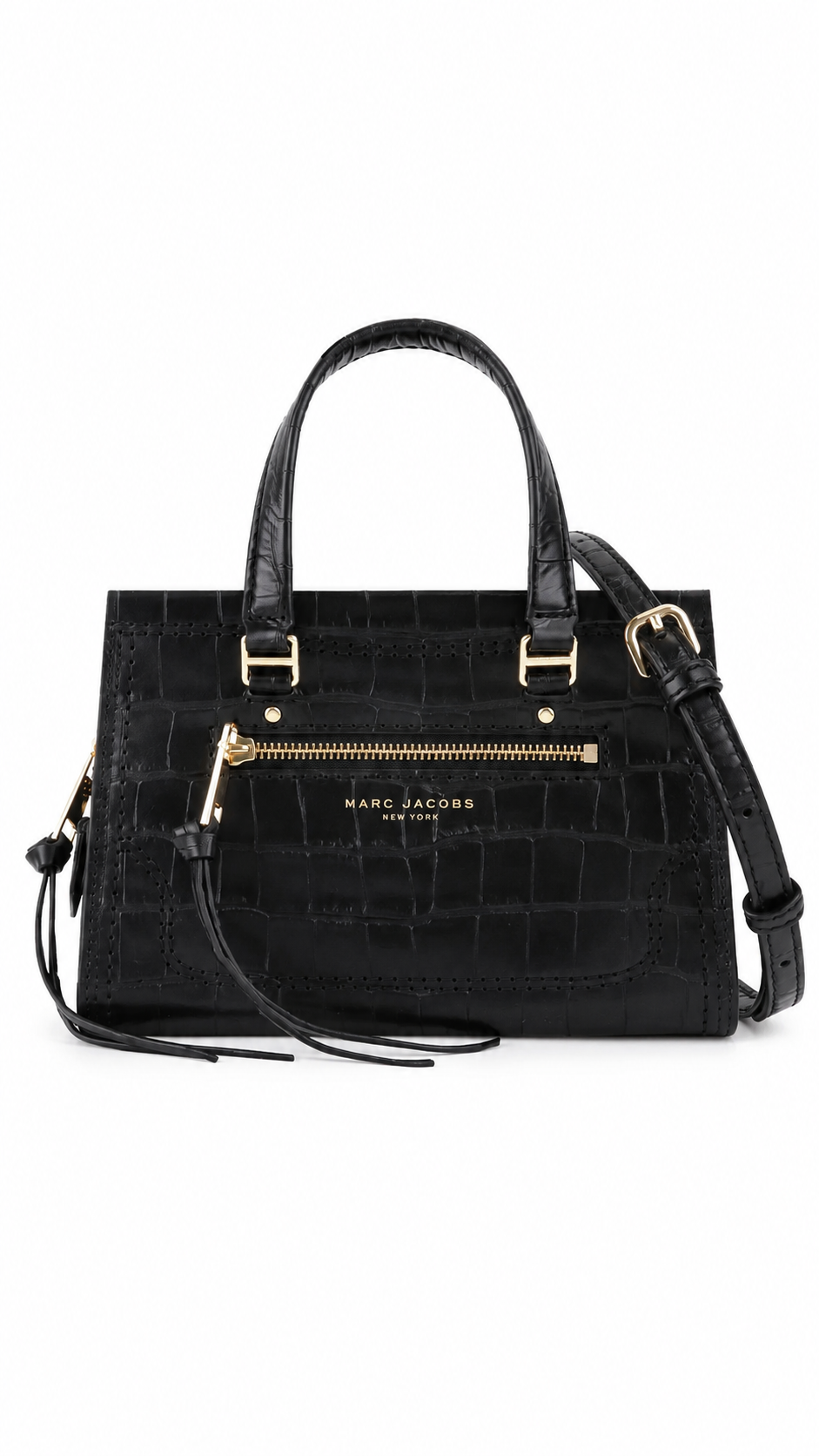 Marc Jacobs Mini Cruiser Black Croc Leather Satchal Bag Handbag Crossbody - Authenticity Guaranteed