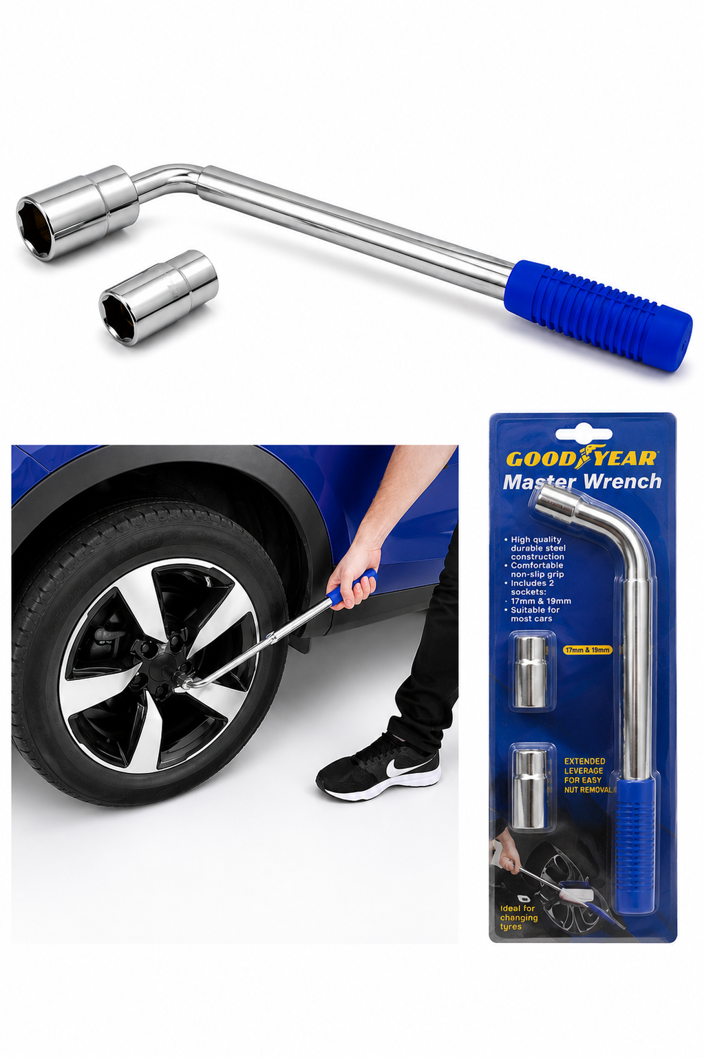 Goodyear Wheel Master Wrench Telescopic Extendable Socket Nut 17-19/21-31mm Tyre