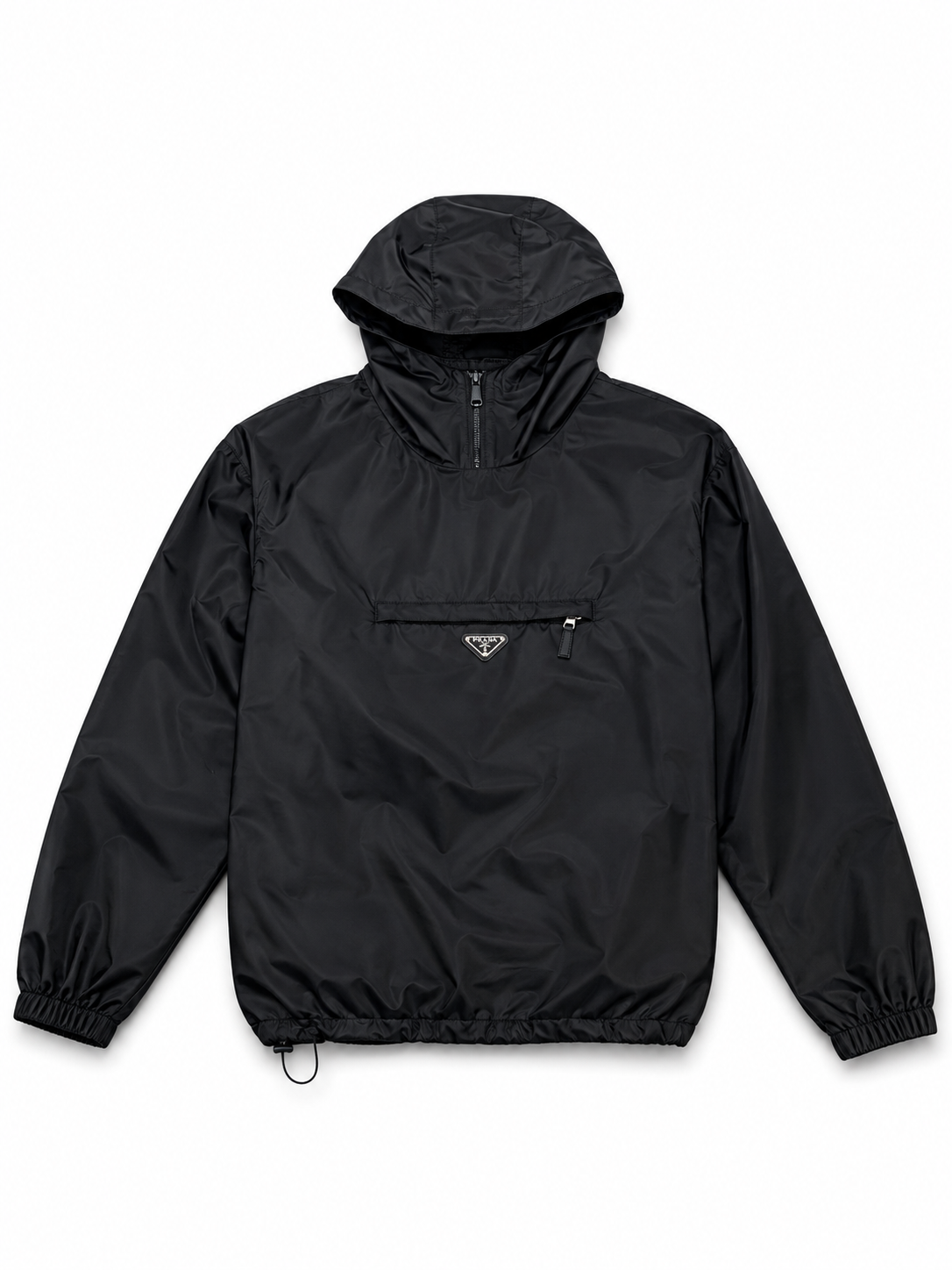 Prada Men's Plaque Logo Windbreaker Black - Authenticity Guaranteed