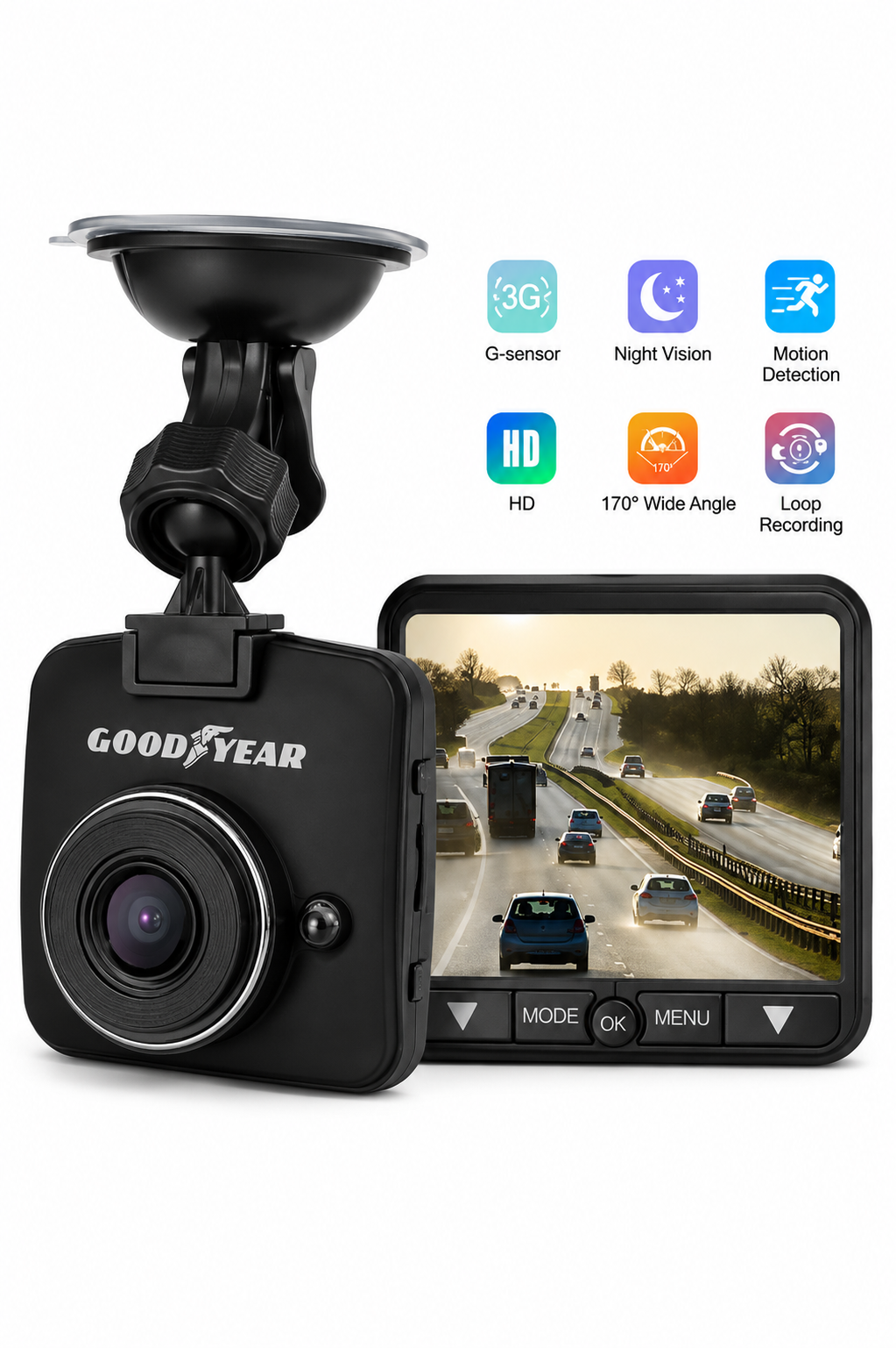 Goodyear Mini HD Dash Cam Car DVR Camera Video Recorder Motion Detection Sensor