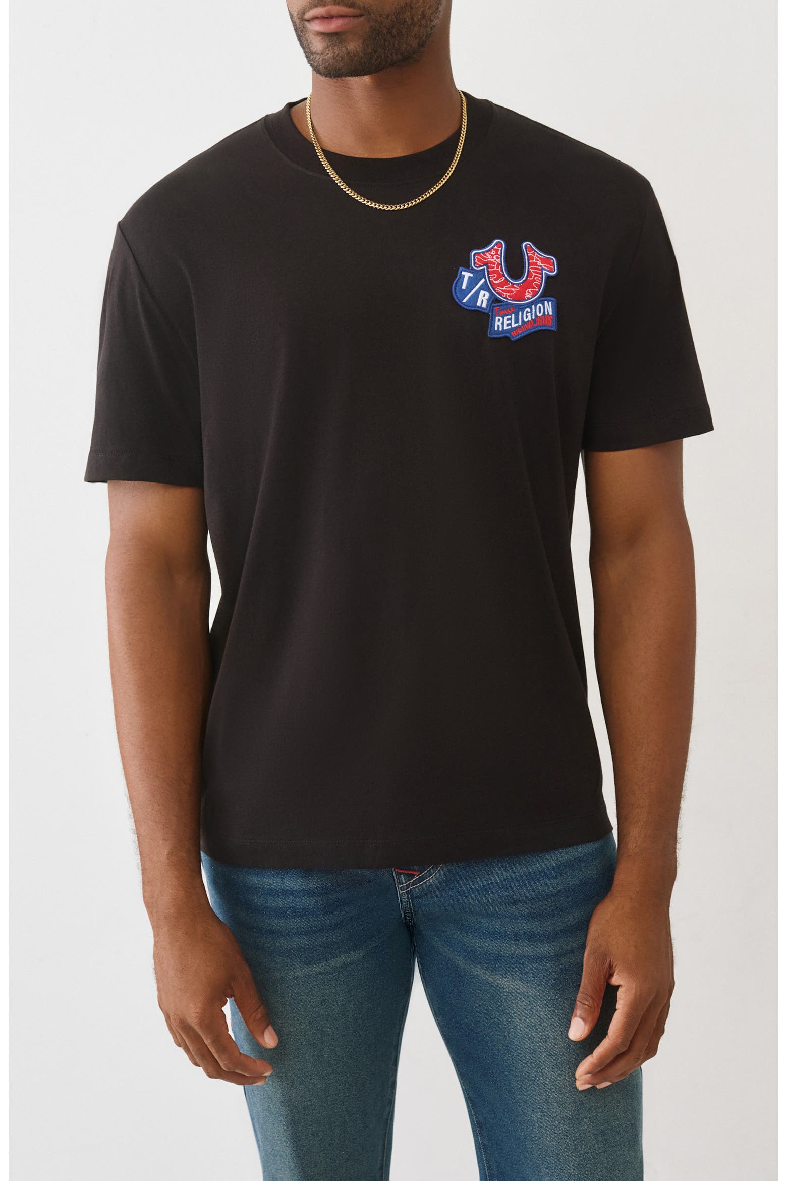 True Religion Embroidered Patch Graphic T-Shirt - UK M