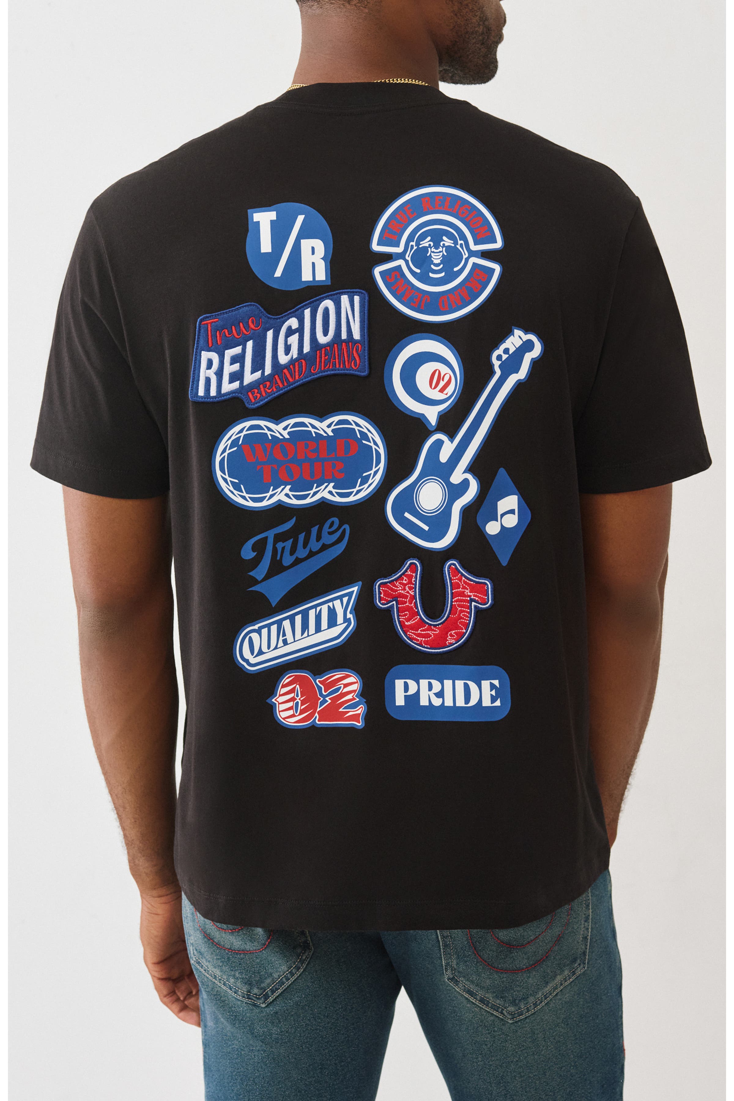 True Religion Embroidered Patch Graphic T-Shirt - UK M
