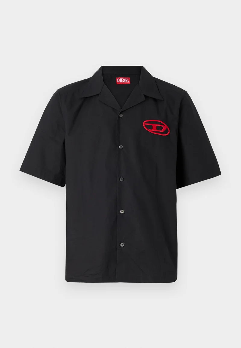 Diesel Black Logo Embroidered Short Sleeve Shirt