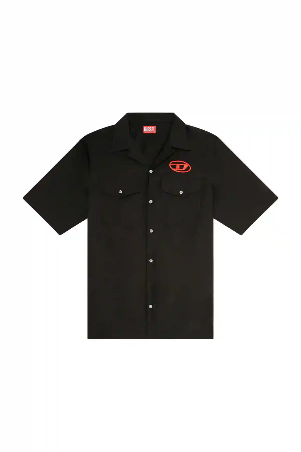 Diesel Black Logo Embroidered Short Sleeve Shirt