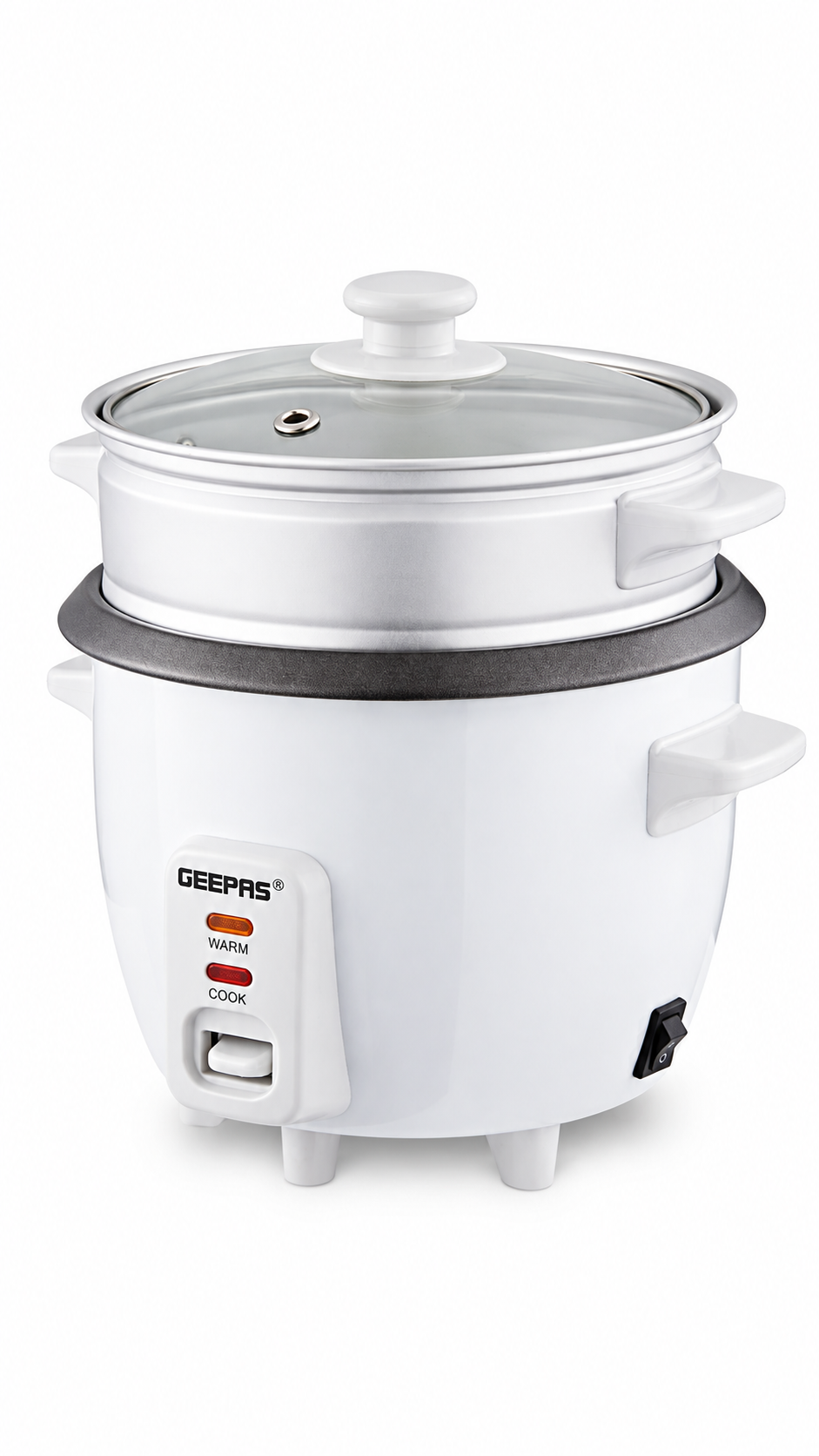 GEEPAS Mini Rice Cooker 0.6L with Steamer Non-Stick Keep Warm 300W