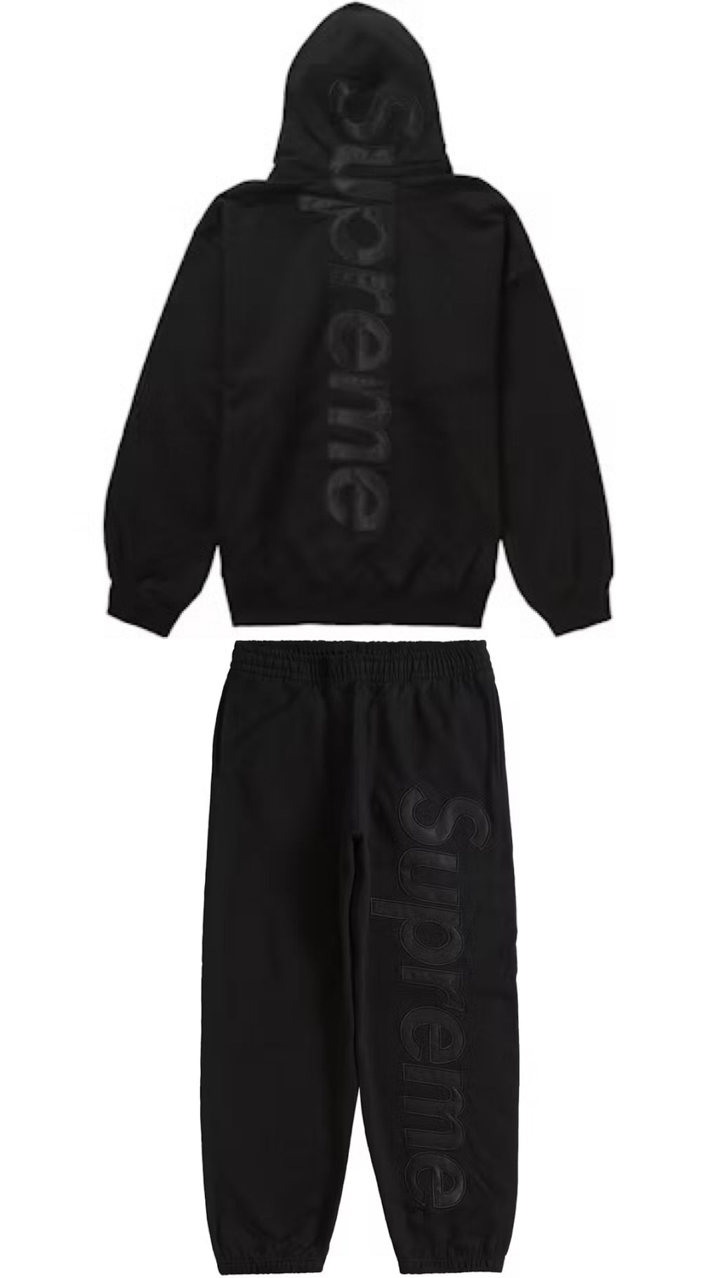 SUPREME SATIN APPLIQUE HOODED SWEATSHIRT & SWEATPANT SET