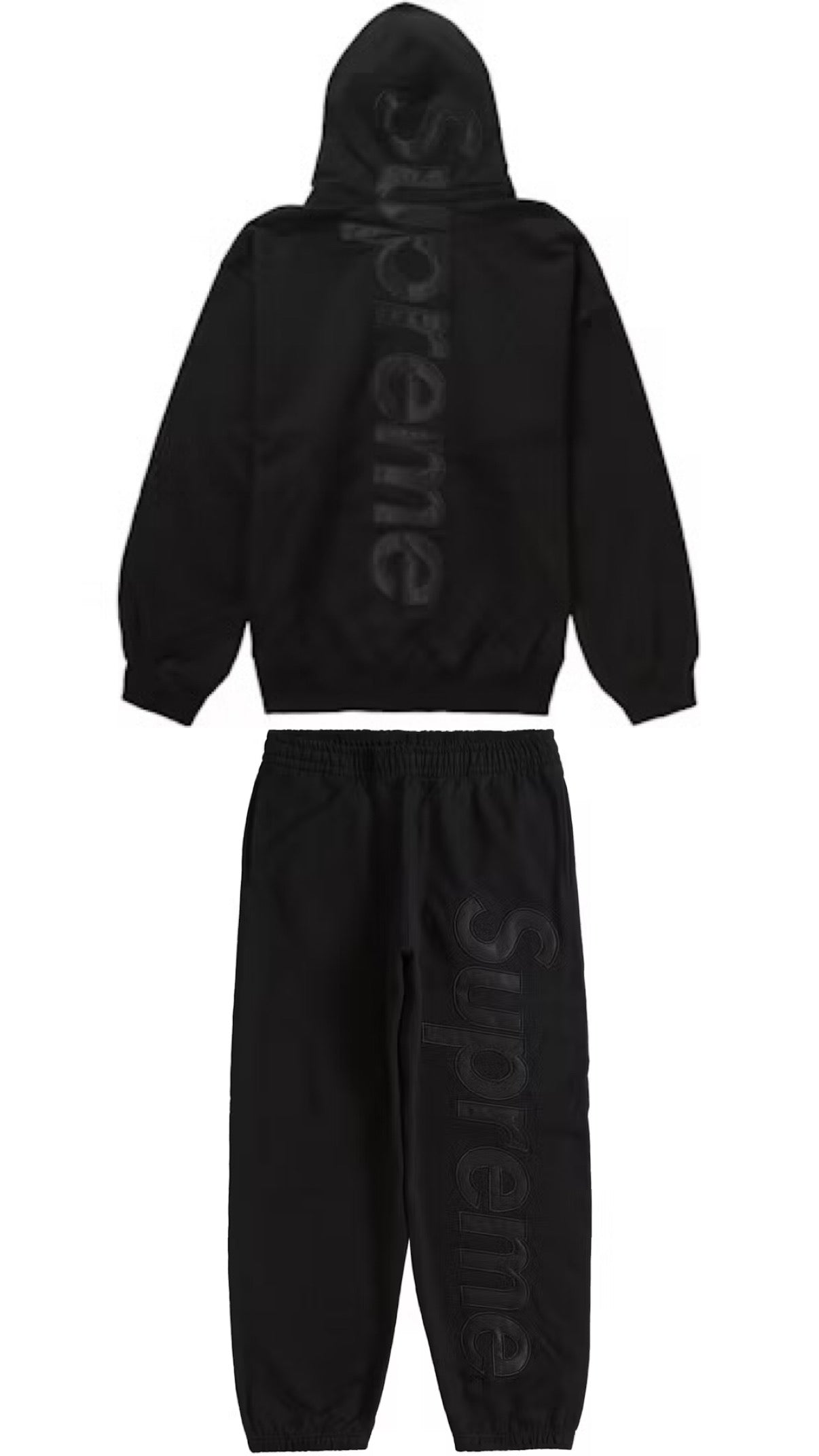 SUPREME SATIN APPLIQUE HOODED SWEATSHIRT & SWEATPANT SET