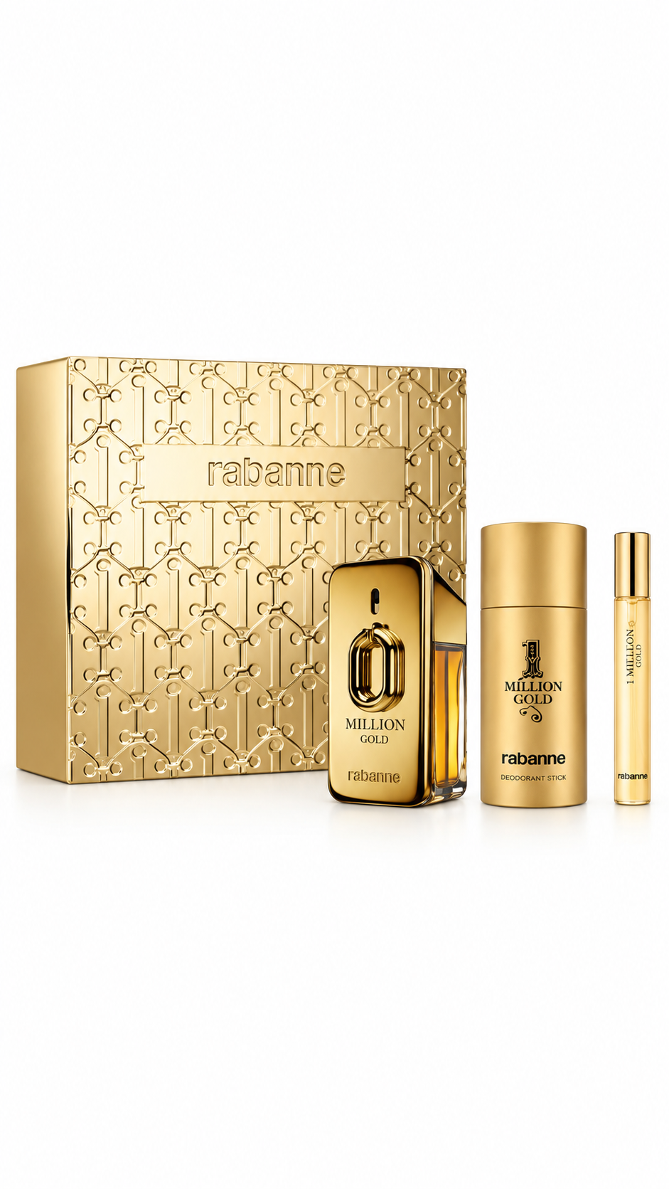 Paco Rabanne Million Gold 50ml Eau De Parfum Gift Set 150ml Deodorant Spray 10ml