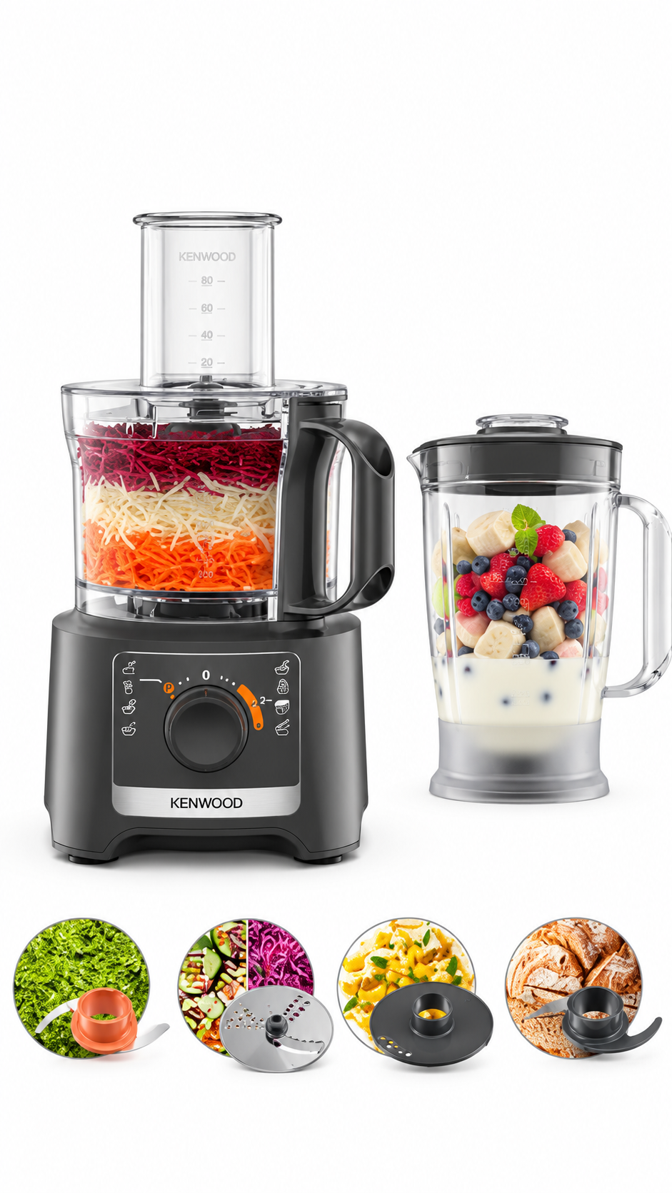 Kenwood FDP31.170GY Food MultiPro Compact Food Processor & Blender Slate Grey