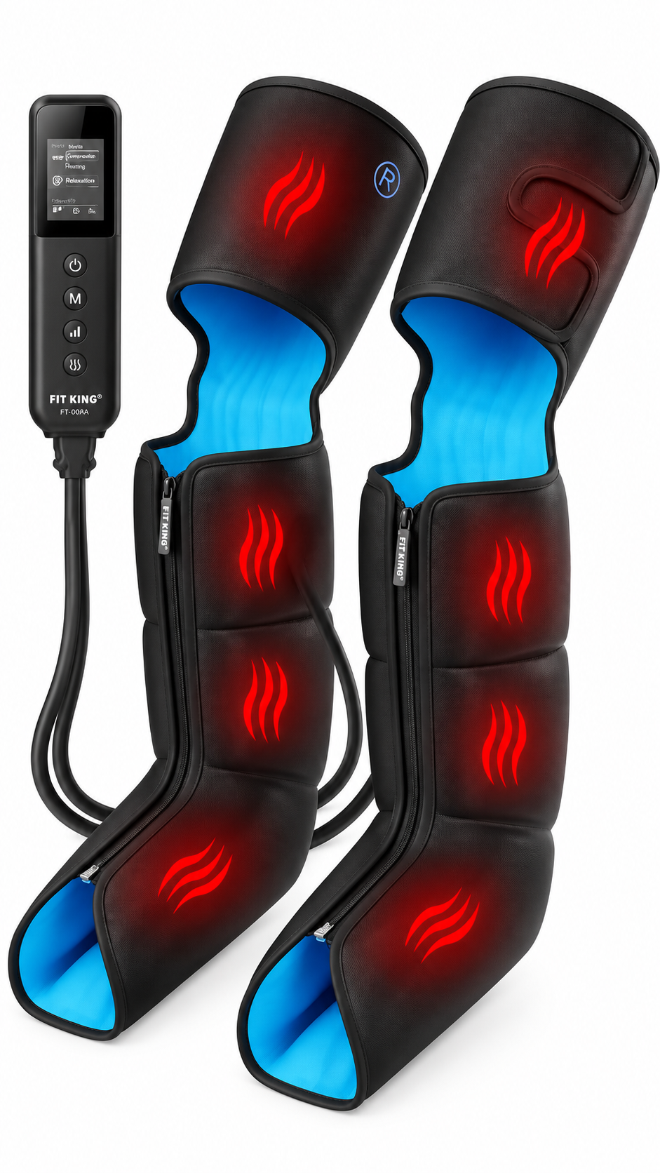 FIT KING Leg Massagers for Pain and Circulation Compression Boots with Heat, Leg