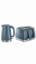 Russell Hobbs Honeycomb Kettle & 4 Slice Toaster Set Textured Plastic - Grey