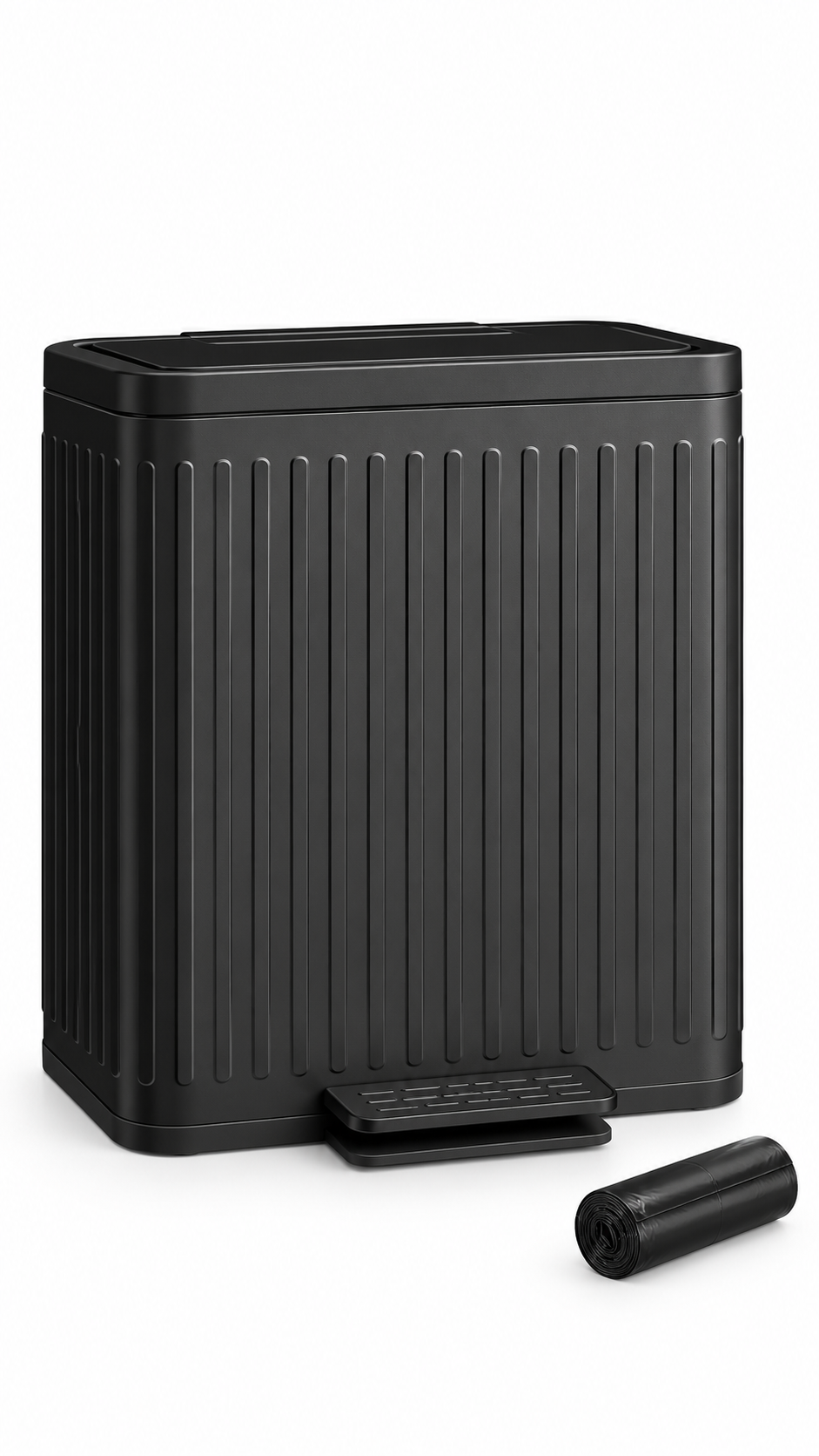 HOMCOM 2 x 20L Double Rubbish Bin, Pedal Bin with Rubbish Bags, Black