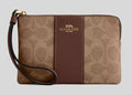 COACH Corner Zip Wristlet Tan/Brown