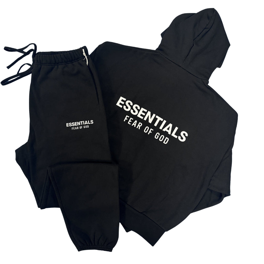 FEAR OF GOD ESSENTIALS JET BLACK ZIP TRACKSUIT (SS25)
